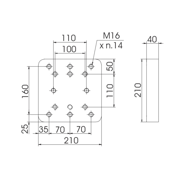 Mounting Plate For Towing Eye 210mm x 210mm - Image 2